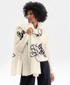 Charter Club Women's 100% Cashmere Embroidered Floral Oversized Scarf, Macy's Exclusive In Neutral