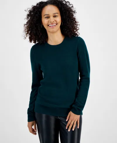 Charter Club 100% Cashmere Women's Petite Long-sleeve Crewneck Sweater, Created For Macy's In Blue