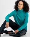 Charter Club 100% Cashmere Women's Petite Turtleneck Sweater, Created For Macy's In Peacock Green