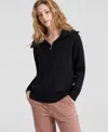 Charter Club 100% Cashmere Women's Quarter-zip Sweater, Created For Macy's In Classic Black