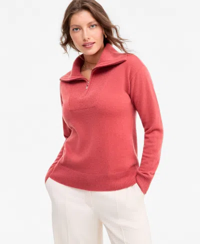 Charter Club 100% Cashmere Women's Quarter-zip Sweater, Created For Macy's In Autumn Copper