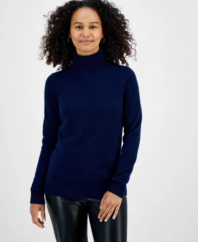 Charter Club 100% Cashmere Women's Turtleneck Sweater, Created For Macy's In Admiral Navy