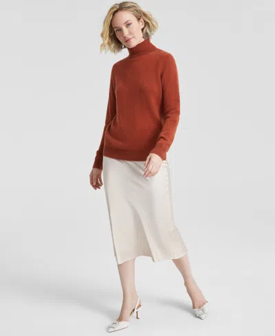 Charter Club 100% Cashmere Women's Turtleneck Sweater, Created For Macy's In Bronze Pecan