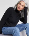 Charter Club 100% Cashmere Women's Petite Turtleneck Sweater, Created For Macy's In Classic Black