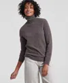 Charter Club 100% Cashmere Women's Turtleneck Sweater, Created For Macy's In Frosted Mocha Heather