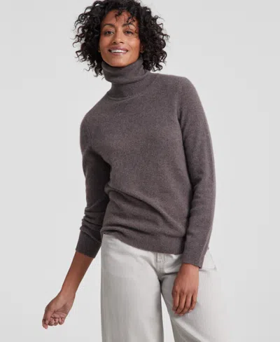 Charter Club 100% Cashmere Women's Turtleneck Sweater, Created For Macy's In Frosted Mocha Heather