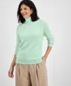 Charter Club 100% Cashmere Women's Petite Turtleneck Sweater, Created For Macy's In Hint Of Mint