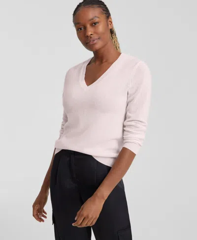 Charter Club 100% Cashmere Women's V-neck Long-sleeve Sweater, Created For Macy's In Delicacy