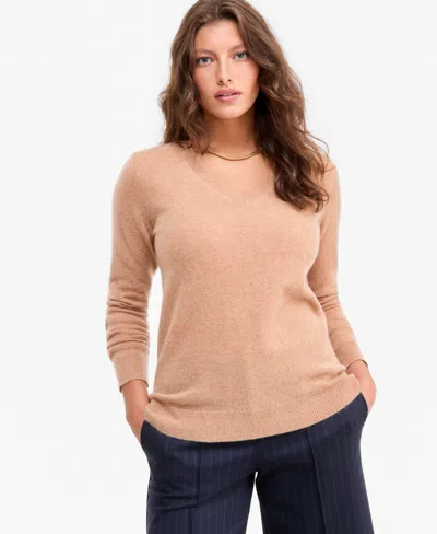 Charter Club 100% Cashmere Women's V-neck Long-sleeve Sweater, Macy's Exclusive In Nude