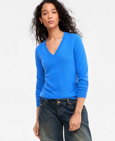 Charter Club 100% Cashmere Women's V-neck Long-sleeve Sweater, Macy's Exclusive In Mermaid Blue