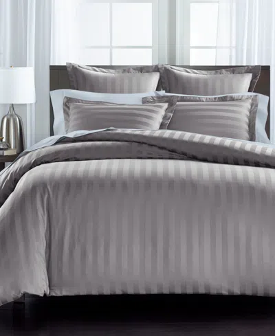 Charter Club 1.5" Stripe 550 Thread Count 100% Cotton 3-pc. Duvet Cover Set, King, Exclusively At Macy's In Gray