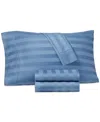 Charter Club 1.5" Stripe 550 Thread Count 100% Cotton 3-pc. Sheet Set, Twin, Exclusively At Macy's In Blue