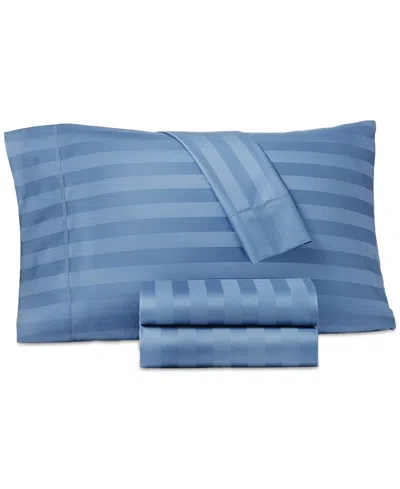 Charter Club 1.5" Stripe 550 Thread Count 100% Cotton 3-pc. Sheet Set, Twin, Exclusively At Macy's In Blue