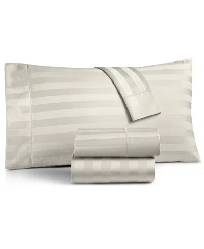 Charter Club 1.5" Stripe 550 Thread Count 100% Cotton 3-pc. Sheet Set, Twin Xl, Exclusively At Macy's In White
