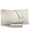 Charter Club 1.5" Stripe 550 Thread Count 100% Cotton 4-pc. Sheet Set, California King, Exclusively At Macy's In White