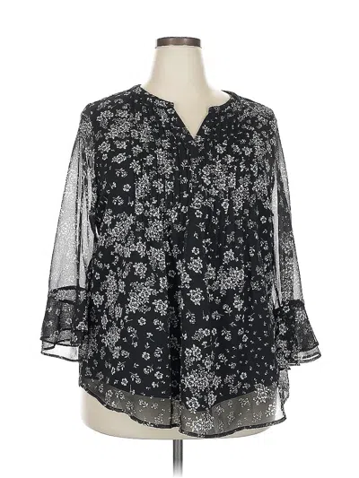 Pre-owned Charter Club 3/4 Sleeve Blouse In Black