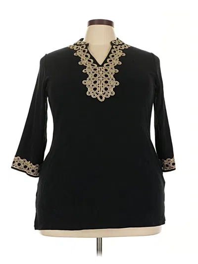 Pre-owned Charter Club 3/4 Sleeve Blouse In Black