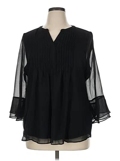 Pre-owned Charter Club 3/4 Sleeve Blouse In Black
