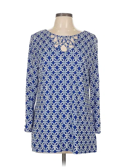 Pre-owned Charter Club 3/4 Sleeve Blouse In Blue