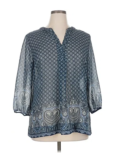Pre-owned Charter Club 3/4 Sleeve Blouse In Blue