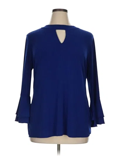 Pre-owned Charter Club 3/4 Sleeve Blouse In Blue