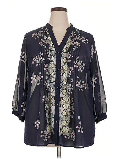 Pre-owned Charter Club 3/4 Sleeve Blouse In Blue