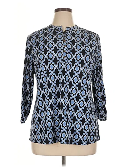 Pre-owned Charter Club 3/4 Sleeve Blouse In Blue