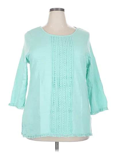 Pre-owned Charter Club 3/4 Sleeve Blouse In Blue