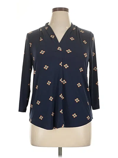 Pre-owned Charter Club 3/4 Sleeve Blouse In Blue