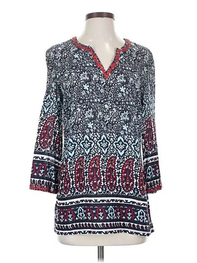 Pre-owned Charter Club 3/4 Sleeve Blouse In Blue