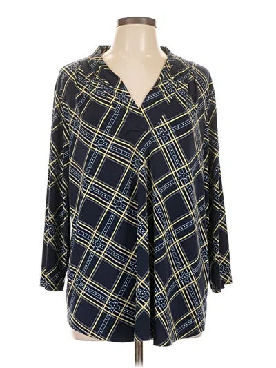 Pre-owned Charter Club 3/4 Sleeve Blouse In Blue