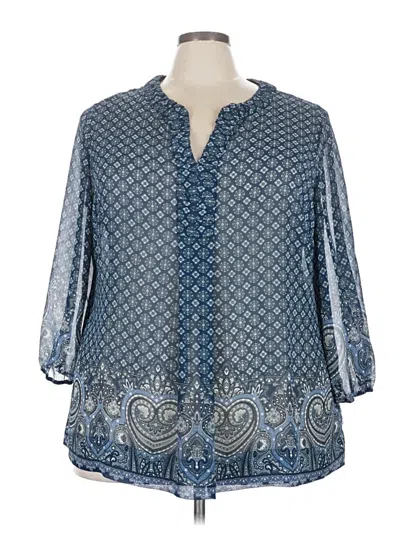 Pre-owned Charter Club 3/4 Sleeve Blouse In Blue