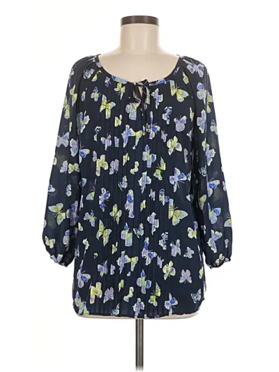 Pre-owned Charter Club 3/4 Sleeve Blouse In Blue