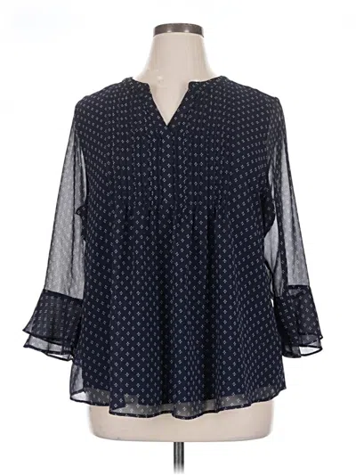 Pre-owned Charter Club 3/4 Sleeve Blouse In Blue