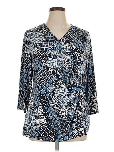Pre-owned Charter Club 3/4 Sleeve Blouse In Blue