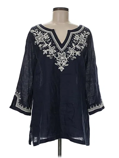 Pre-owned Charter Club 3/4 Sleeve Blouse In Blue