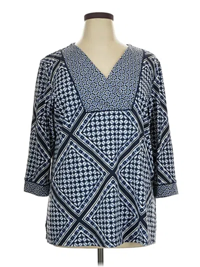 Pre-owned Charter Club 3/4 Sleeve Blouse In Blue
