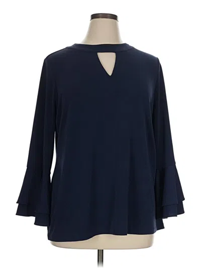 Pre-owned Charter Club 3/4 Sleeve Blouse In Blue