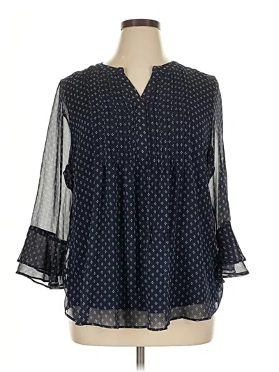 Pre-owned Charter Club 3/4 Sleeve Blouse In Blue