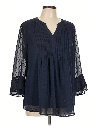 Pre-owned Charter Club 3/4 Sleeve Blouse In Blue