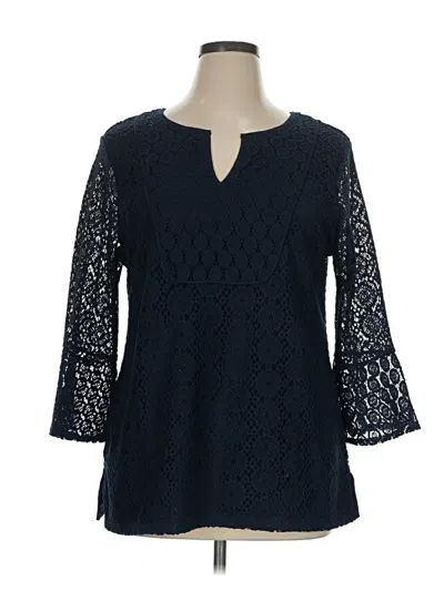 Pre-owned Charter Club 3/4 Sleeve Blouse In Blue