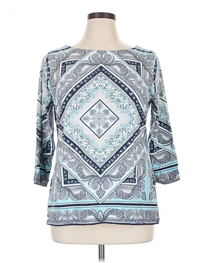 Pre-owned Charter Club 3/4 Sleeve Blouse In Blue