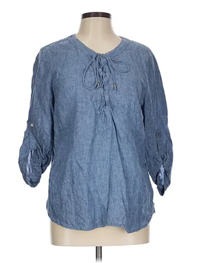 Pre-owned Charter Club 3/4 Sleeve Blouse In Blue