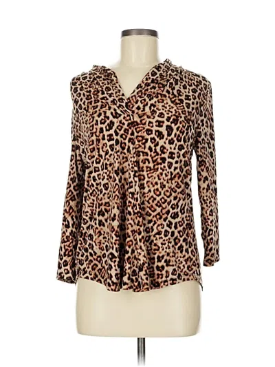 Pre-owned Charter Club 3/4 Sleeve Blouse In Brown