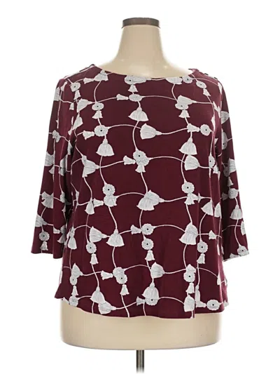 Pre-owned Charter Club 3/4 Sleeve Blouse In Burgundy