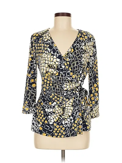 Pre-owned Charter Club 3/4 Sleeve Blouse In Gold