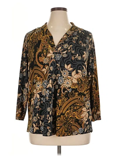 Pre-owned Charter Club 3/4 Sleeve Blouse In Gold