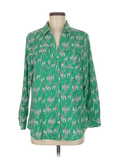 Pre-owned Charter Club 3/4 Sleeve Blouse In Green