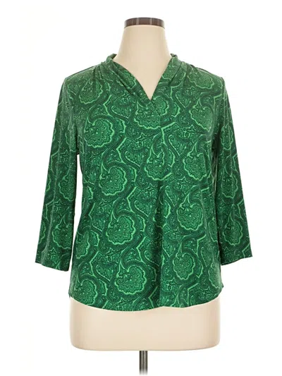 Pre-owned Charter Club 3/4 Sleeve Blouse In Green