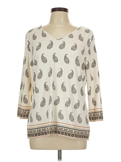 Pre-owned Charter Club 3/4 Sleeve Blouse In Ivory